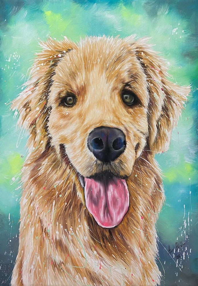 Pop Color Golden Retriever Sandy Portrait