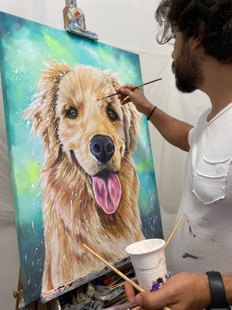 Pop Color Golden Retriever Portrait