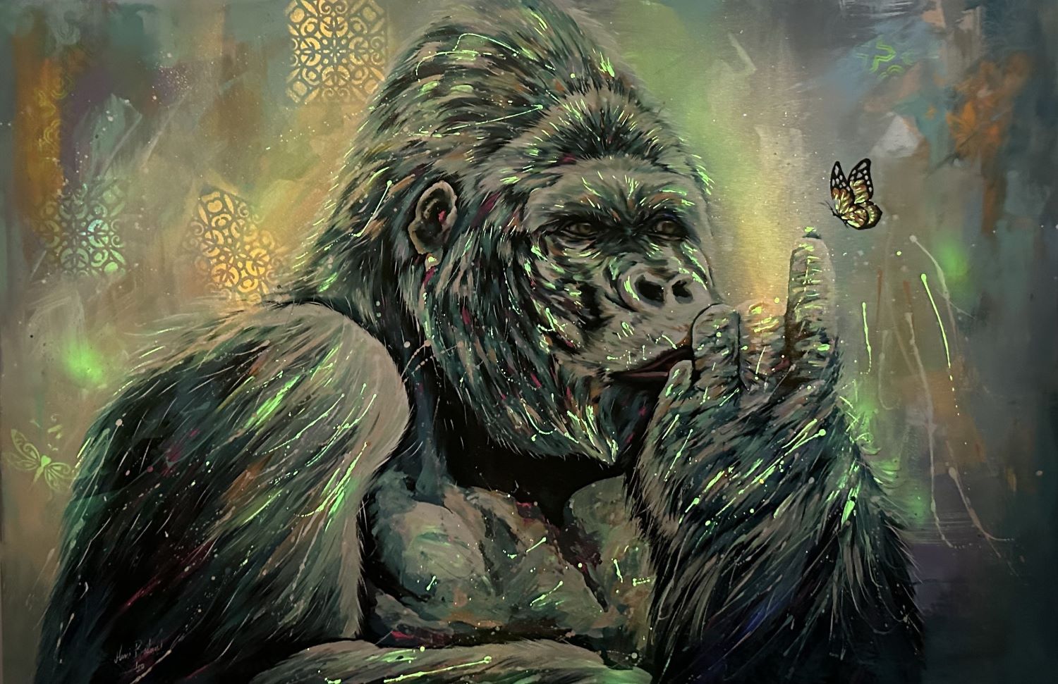 Gorilla con farfalla Pop Neon