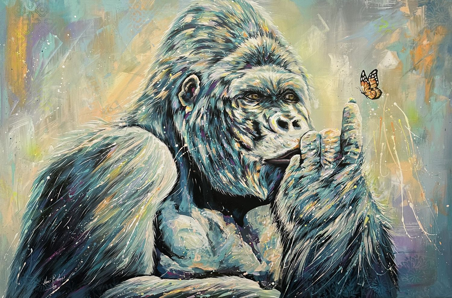 Gorilla con farfalla Pop Neon