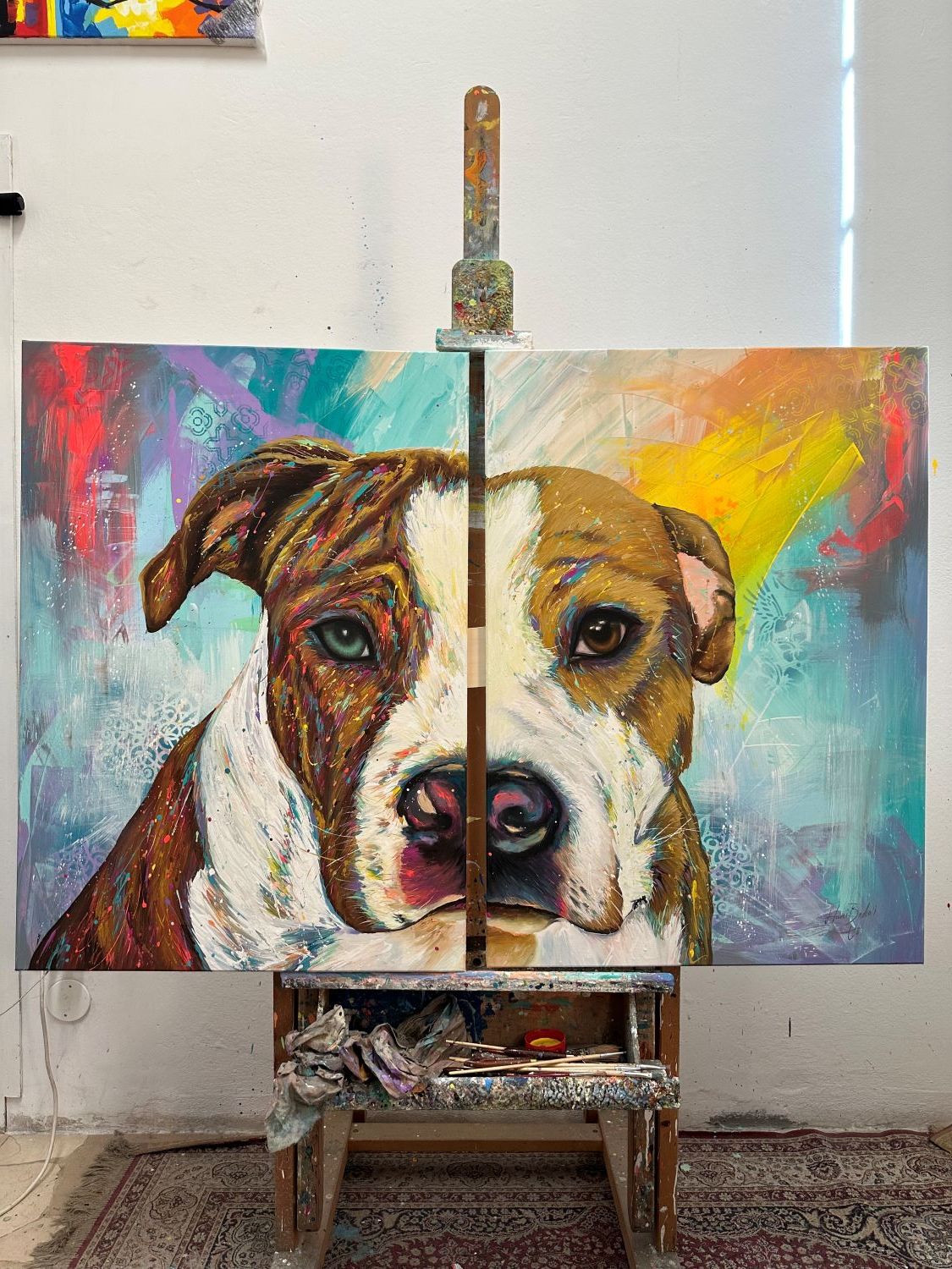 Pop Color Dog Portraits Amstaff Tequila and Oreo