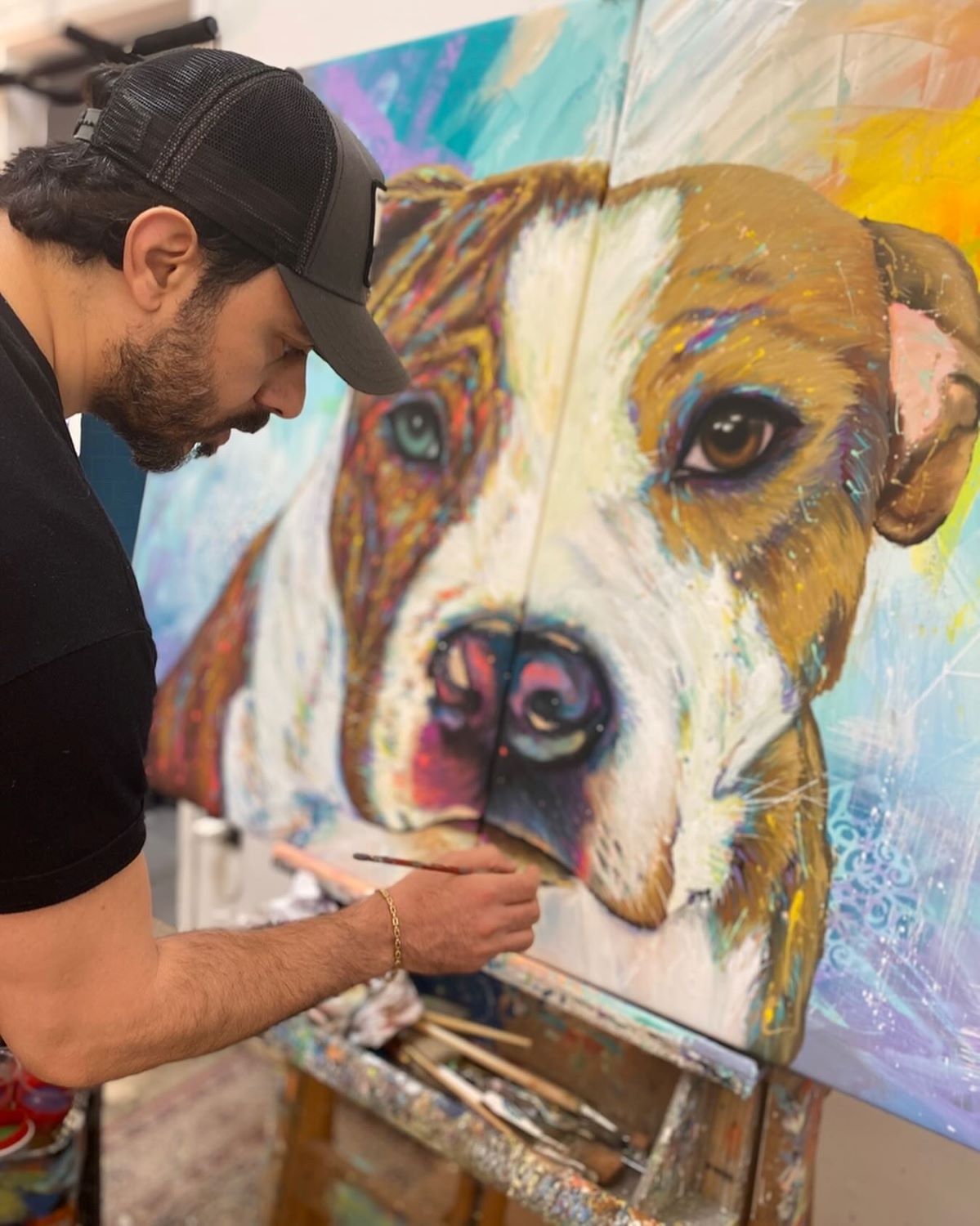 Pop Color Dog Portraits Amstaff Tequila and Oreo