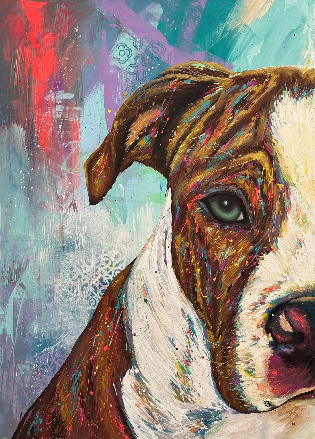 Pop Color Dog Portraits Amstaff Tequila and Oreo