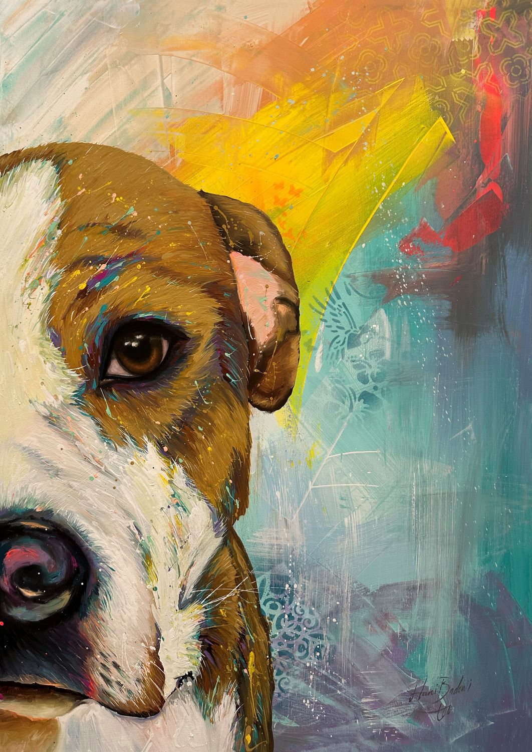 Pop Color Dog Portraits Amstaff Tequila and Oreo