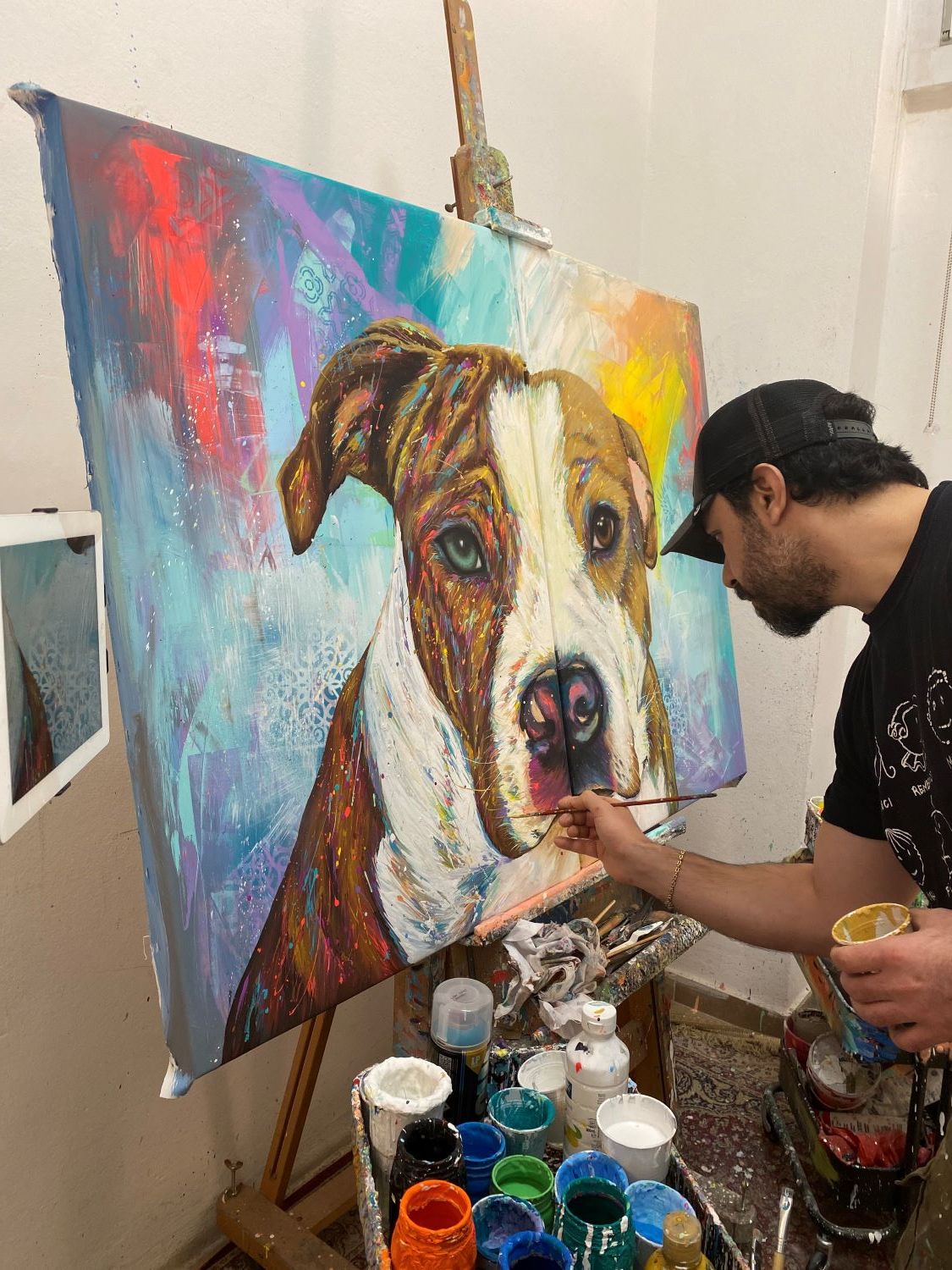 Pop Color Dog Portraits Amstaff Tequila and Oreo