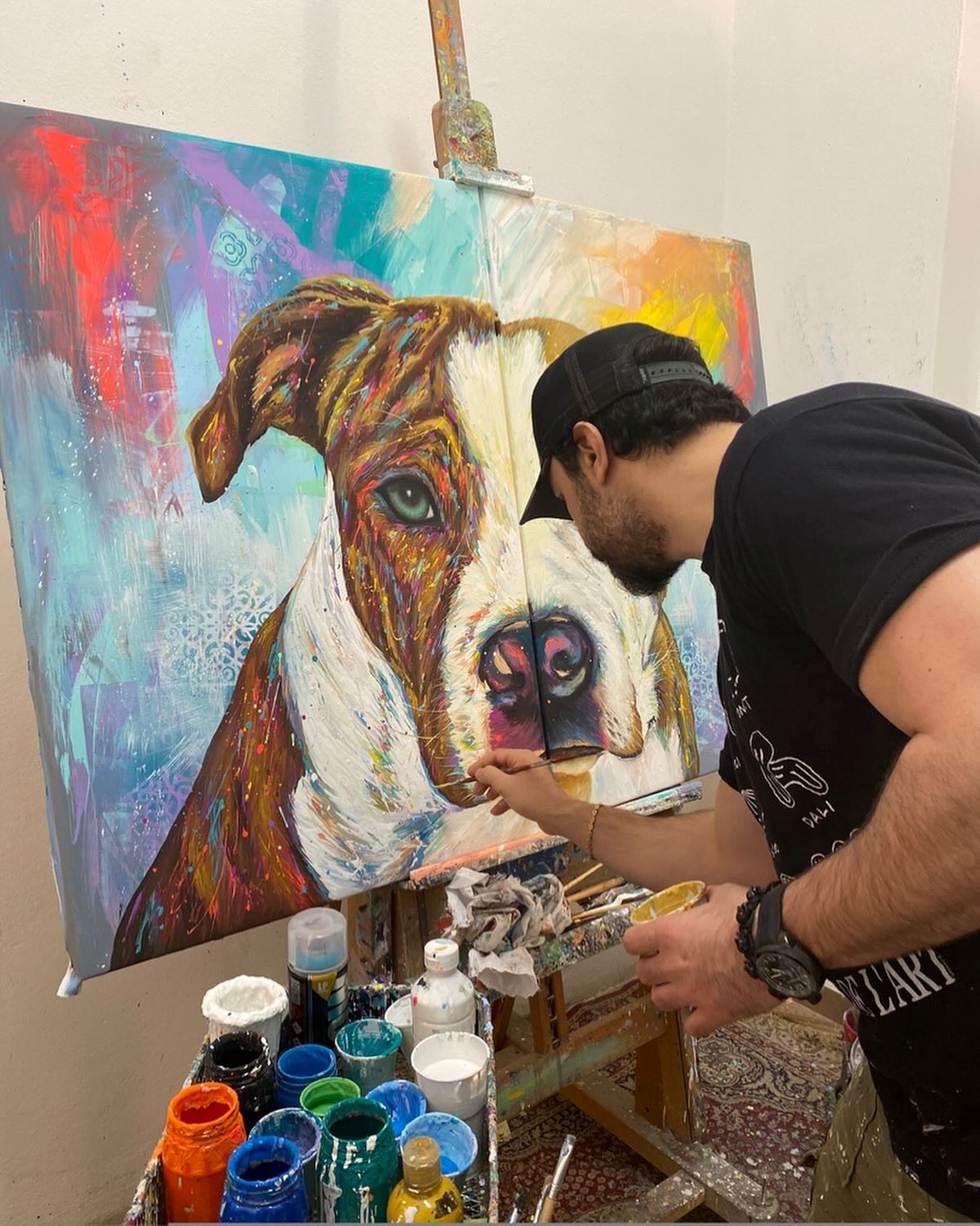 Pop Color Dog Portraits Amstaff Tequila and Oreo