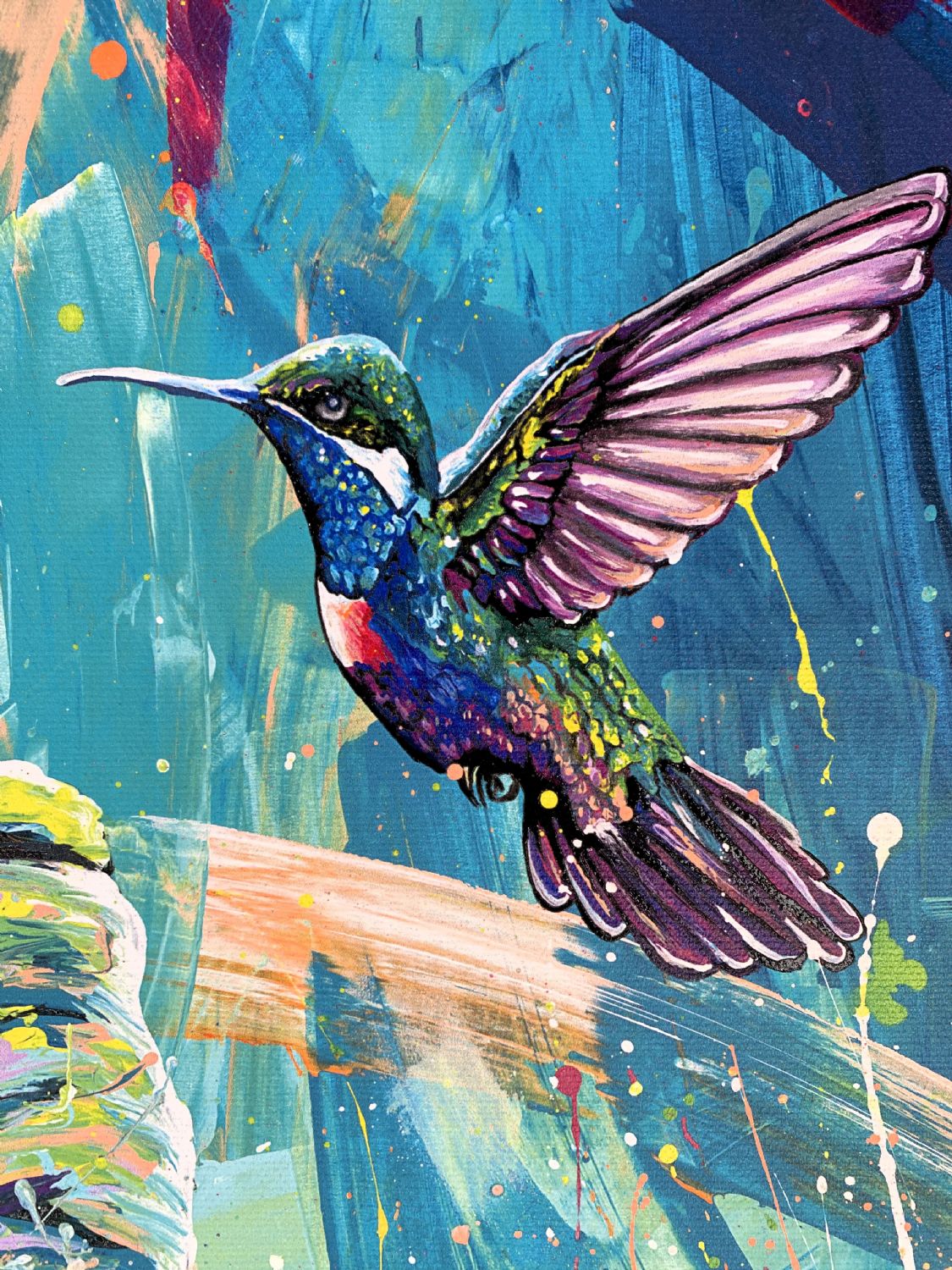 Gorilla e colibrì stampa su canvas retouchè