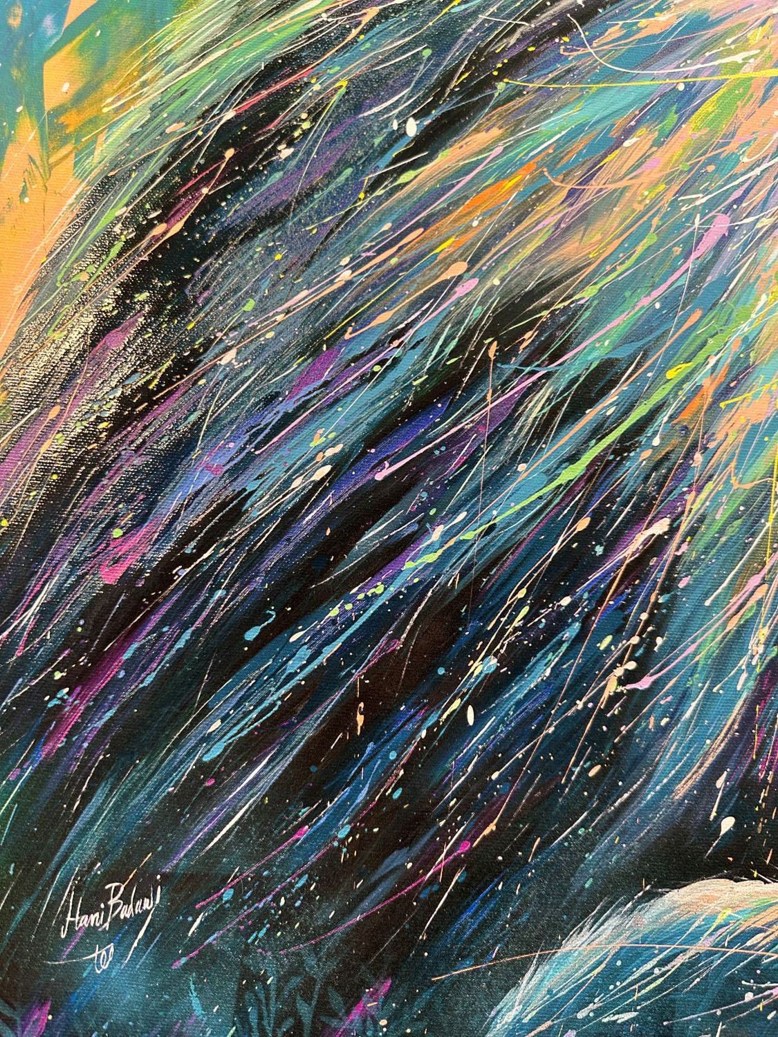 Gorilla e colibrì stampa su canvas retouchè