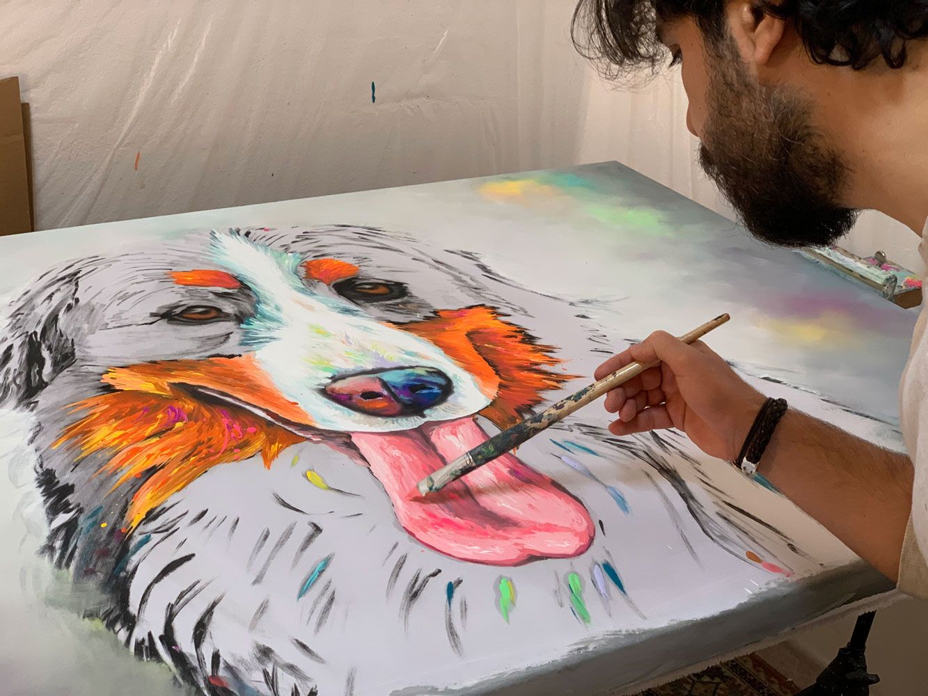 Ritratti animali pop color Bovaro del Bernese - Watson